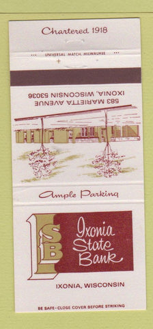 Matchbook Cover - Ixonia State Bank WI 30 Strike
