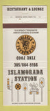 Matchbook Cover - Islamorada Station FL restaurant 30 Strike