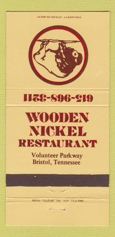 Matchbook Cover - Wooden Nickel Restaurant Bristol TN 30 Strike