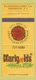 Matchbook Cover - Marigolds Restaurant Washington DC 30 Strike
