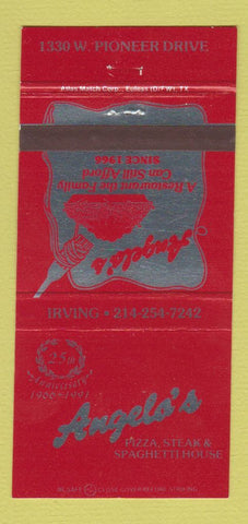 Matchbook Cover - Angelo's Pizza Steak Irving TX 1991 30 Strike