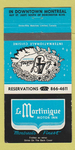 Matchbook Cover - Le Martinique Motor Inn Montreal QC 30 Strike