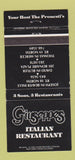 Matchbook Cover - Giuseppe's Italian Beaver Falls Butler Mercer PA 30 Strike