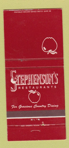 Matchbook Cover - Stephenson's Restaurants Kansas City Jane MO 30 Strike