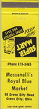 Matchbook Cover - Massenelli's Royal Blue Market Grove City OR