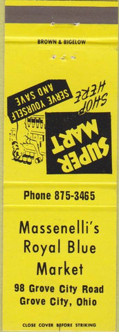 Matchbook Cover - Massenelli's Royal Blue Market Grove City OR