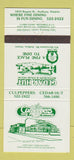 Matchbook Cover - Cedar Hut Culpeppers Sudbury ON WEAR 30 Strike