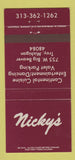 Matchbook Cover - Nicky's Restaurant Troy MI 30 Strike