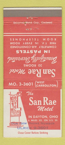 Matchbook Cover - San Rae Motel Dayton OH 30 Strike