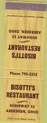 Matchbook Cover - Bisotti's Restaurant Aberdeen OH