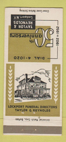 Matchbook Cover - Taylor & Reynolds Lockport NY funeral home 1952 30 Strike