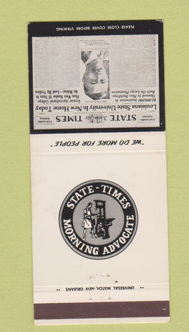 Matchbook Cover State Times Morning Advocate Newspaper Baton Rouge LA 30 Strike