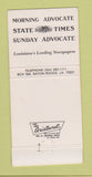 Matchbook Cover State Times Morning Advocate Newspaper Baton Rouge LA 30 Strike