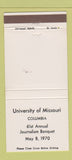 Matchbook Cover University of Missouri Columbia MO Journalism Banquet 30 Strike