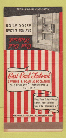 Matchbook Cover - East End Federal Savings Pittsburgh PA 30 Strike