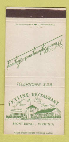 Matchbook Cover - Skyline Restaurant Front Royal VA 30 Strike