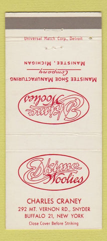 Matchbook Cover - Eskimo Woolies Shoes Manistee MI Craney Buffalo NY 30 Strike