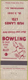 Matchbook Cover - Hub Lanes Bowling Abbotsford BC
