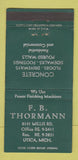 Matchbook Cover - FB Thormann Concrete Utica MI 30 Strike