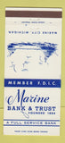 Matchbook Cover - Marine Bank and Trust Marine City MI 30 Strike