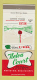 Matchbook Cover - Nelva Court Motel Meridian MS 30 Strike