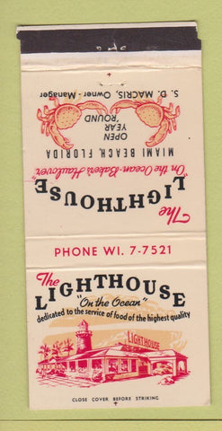 Matchbook Cover - Lighthouse Restaurant Miami Beach FL crab 30 Strike