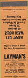 Matchbook Cover - Layman's Union Gap WA grocery laundry