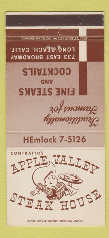 Matchbook Cover - Contratto's Apple Valley Steak House Long Beach CA 30 Strike