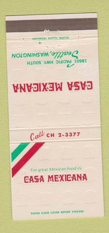 Matchbook Cover - Casa Mexicana Mexican Seattle WA 30 Strike