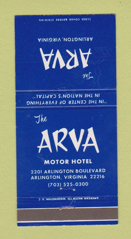 Matchbook Cover - Arva Motor Hotel Arlington VA WEAR 30 Strike
