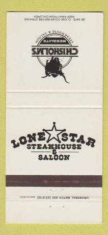 Matchbook Cover - Chisholm's Steak Lone Star Charlotte Durham NC 30 Strike