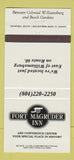 Matchbook Cover - Fort Magruder Inn Williamsburg VA 30 Strike