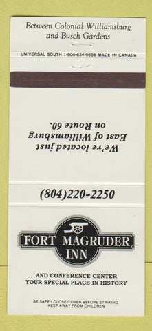 Matchbook Cover - Fort Magruder Inn Williamsburg VA 30 Strike