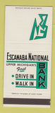 Matchbook Cover - Escanaba National Bank MI SAMPLE 30 Strike