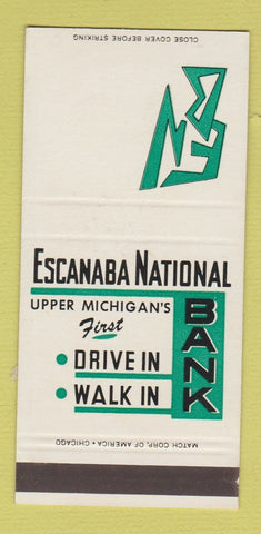 Matchbook Cover - Escanaba National Bank MI SAMPLE 30 Strike