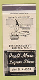 Matchbook Cover - Pratt More Liquor Store Buffalo NY 30 Strike