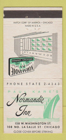 Matchbook Cover - Normandie Inn Paul Kare's Chicago IL 30 Strike