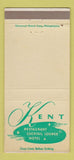 Matchbook Cover - Kent Restaurant Hotel Wilmington DE 30 Strike