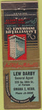 Matchbook Cover - Lafayette Life Insurance Lew Darby Omaha NE WEAR