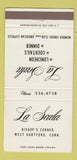 Matchbook Cover - La Scala West Harford CT WHITE 30 Strike