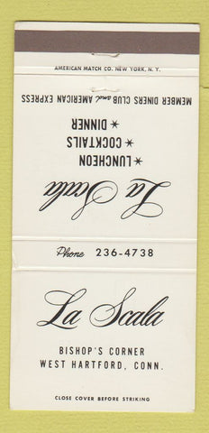 Matchbook Cover - La Scala West Harford CT WHITE 30 Strike