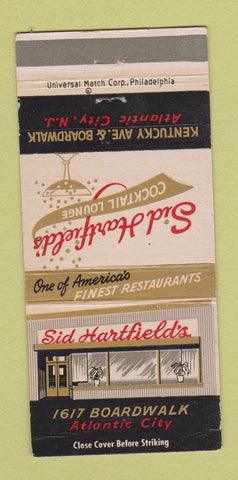 Matchbook Cover - Sid Hartfield's Restaurant Atlantic City NJ 30 Strike