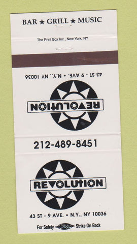 Matchbook Cover - Revolution Bar Grill New York City 30 Strike