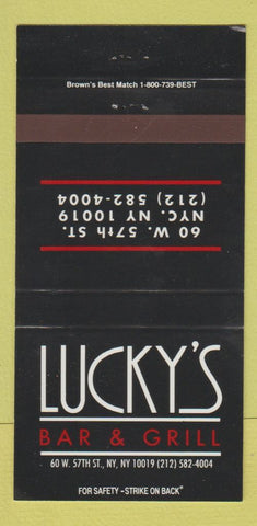 Matchbook Cover - Lucky's Bar and Grill New York City 30 Strike