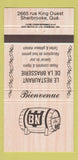 Matchbook Cover - Le Restaurant De La Brasserie Sherbrooke QC 30 Strike