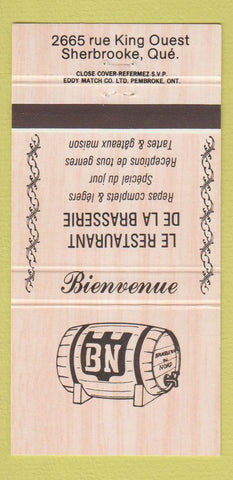 Matchbook Cover - Le Restaurant De La Brasserie Sherbrooke QC 30 Strike