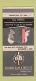 Matchbook Cover - Exchange Bank and Trust Dallas TX 30 Strike