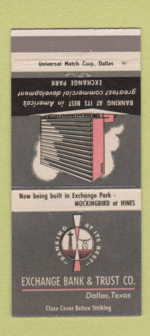 Matchbook Cover - Exchange Bank and Trust Dallas TX 30 Strike