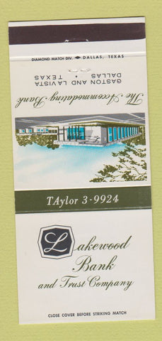 Matchbook Cover - Lakewood Bank and Trust Dallas TX 30 Strike