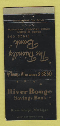 Matchbook Cover - River Rouge Savings Bank MI WEAR 30 Strike